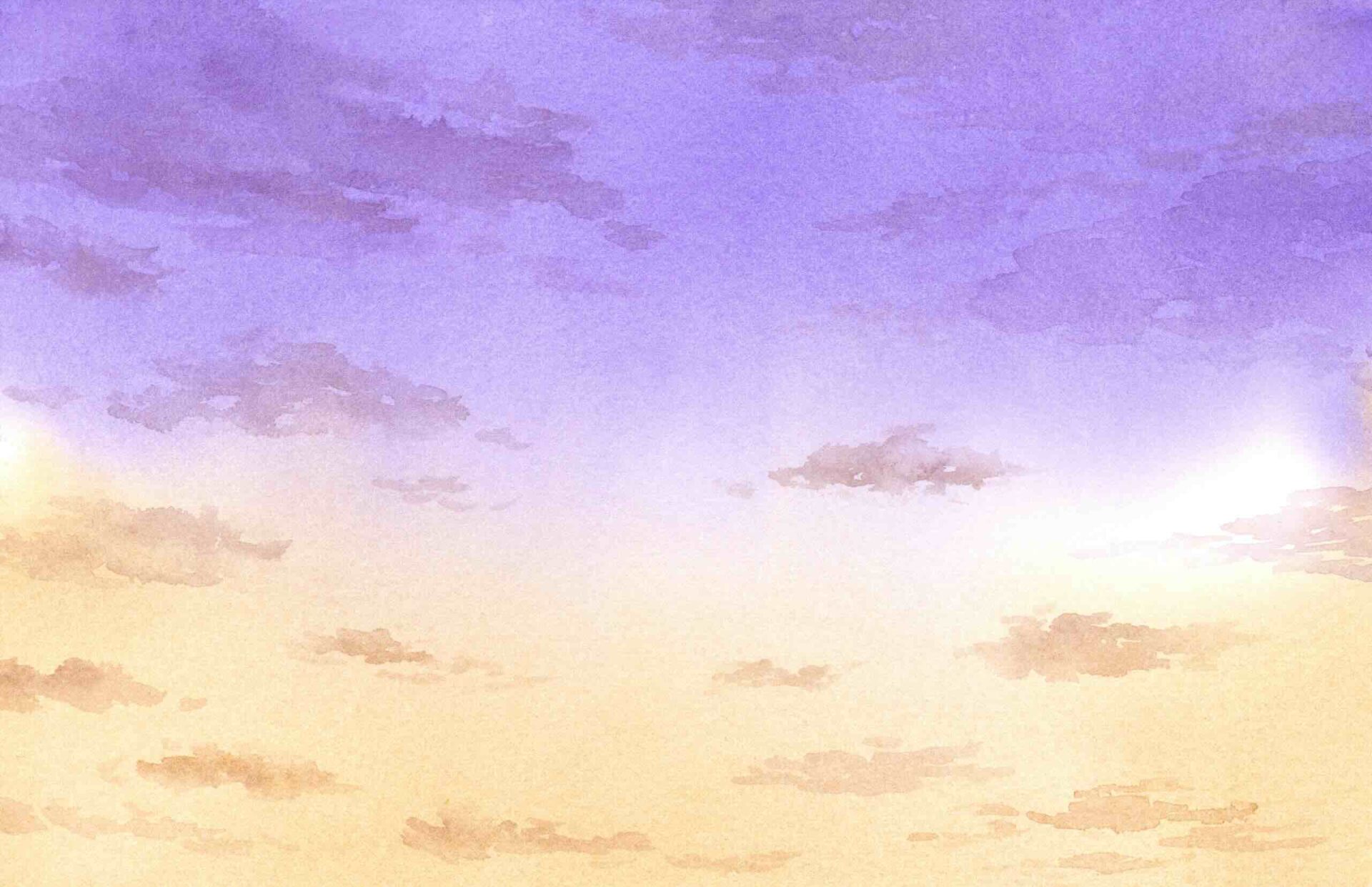 Pastel watercolor sky with soft clouds at sunset
