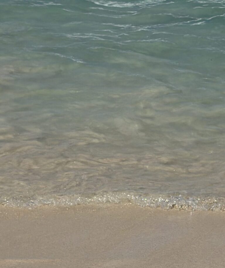 Gentle ocean waves washing onto sandy beach